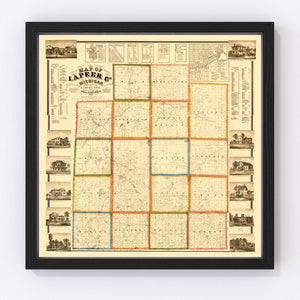 Vintage Map of Lapeer County, Michigan 1863