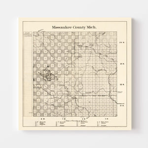 Vintage Map of Missaukee County, Michigan 1878