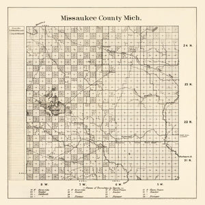 Vintage Map of Missaukee County, Michigan 1878