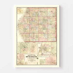 Vintage Map of Oceana County, Michigan 1876