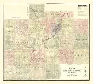 Vintage Map of Saginaw County, Michigan 1890