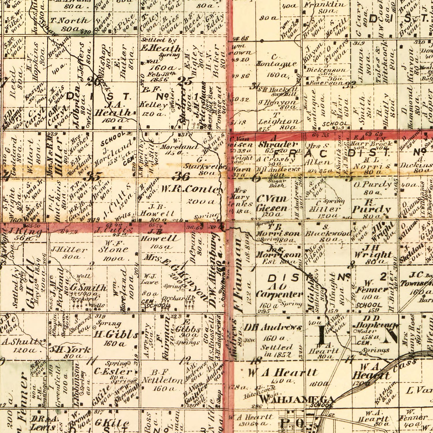 Vintage Map of Tuscola County, Michigan 1875