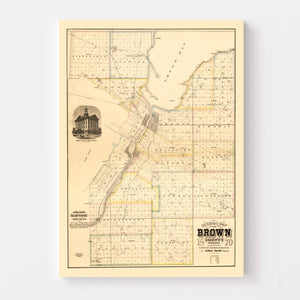 Vintage Map of Brown County, Wisconsin 1870