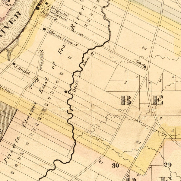 Vintage Map of Brown County, Wisconsin 1870 - Home and Tower
