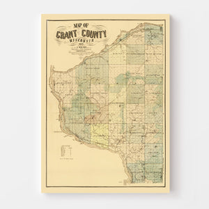 Vintage Map of Grant County, Wisconsin 1857