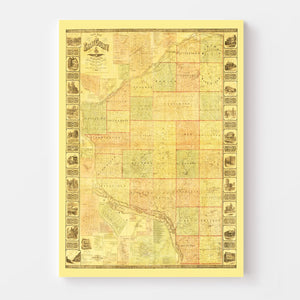 Vintage Map of Grant County, Wisconsin 1868