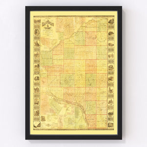 Vintage Map of Grant County, Wisconsin 1868