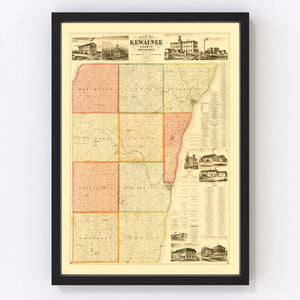 Vintage Map of Kewaunee County, Wisconsin 1895