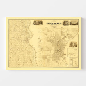 Vintage Map of Milwaukee County, Wisconsin 1858