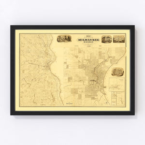 Vintage Map of Milwaukee County, Wisconsin 1858