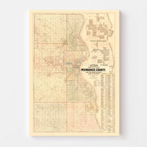 Vintage Map of Milwaukee County, Wisconsin 1893