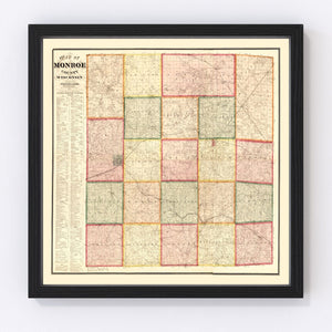 Vintage Map of Monroe County, Wisconsin 1877