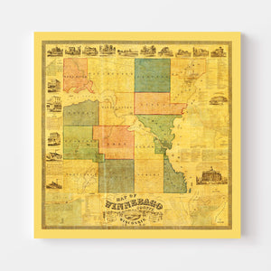 Vintage Map of Winnebago County, Wisconsin 1862