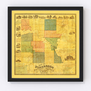 Vintage Map of Winnebago County, Wisconsin 1862