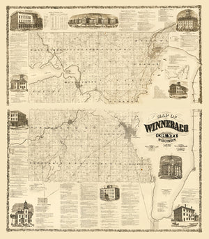 Vintage Map of Winnebago County, Wisconsin 1873