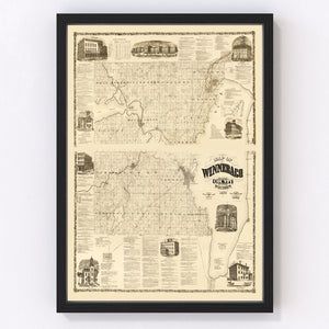 Vintage Map of Winnebago County, Wisconsin 1873