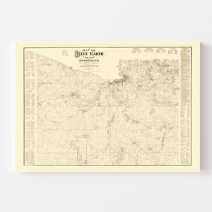 Vintage Map of Blue Earth County, Minnesota 1879