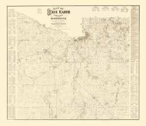 Vintage Map of Blue Earth County, Minnesota 1879