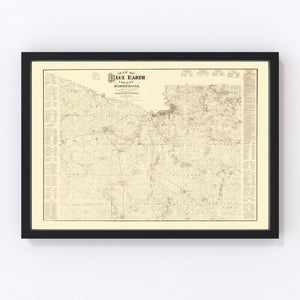 Vintage Map of Blue Earth County, Minnesota 1879