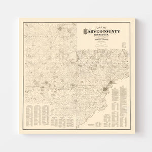 Vintage Map of Carver County, Minnesota 1880