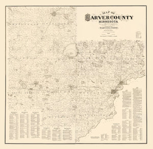 Vintage Map of Carver County, Minnesota 1880