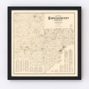 Vintage Map of Carver County, Minnesota 1880