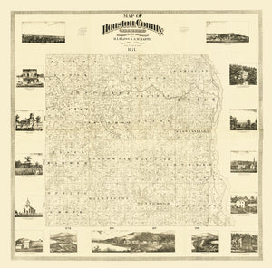 Vintage Map of Houston County, Minnesota 1871