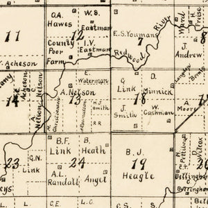 Vintage Map of Lyon County, Minnesota 1884