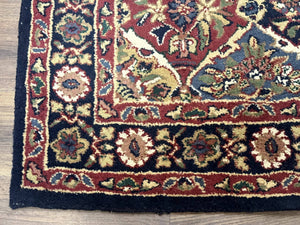 Panel Design Wool Rug 5x8 Multicolor Hand Tufted Vintage Carpet