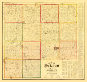 Vintage Map of McLeod County, Minnesota 1880
