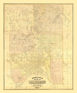 Vintage Map of Ramsey County, Minnesota 1885