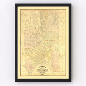 Vintage Map of Ramsey County, Minnesota 1885