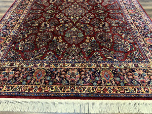 8.8 x 10.6 Karastan Red Sarouk Rug #785, Wool Pile Original 700 Series