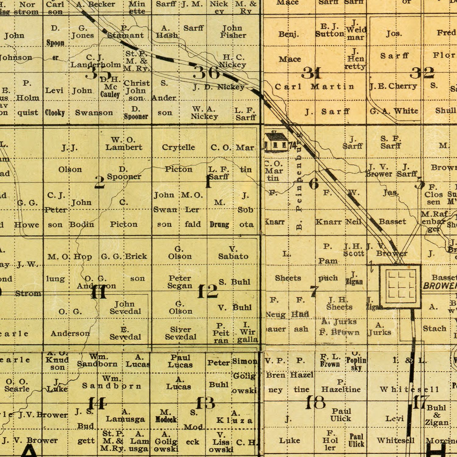 Vintage Map of Todd County, Minnesota 1890