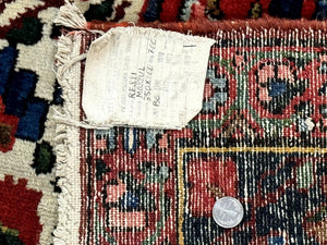 Persian Bakhtiari Rug 7x10, Antique Persian Carpet, Colorful, Great Colors, Ivory Red Blue, Rare Tribal Rug