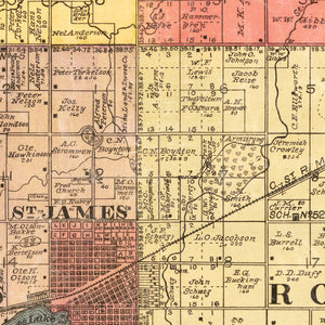 Vintage Map of Watonwan County, Minnesota 1898