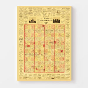 Vintage Map of Butler County, Iowa 1897