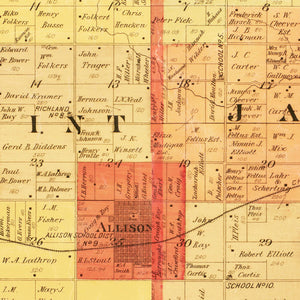 Vintage Map of Butler County, Iowa 1897