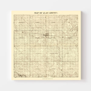 Vintage Map of Clay County, Iowa 1896
