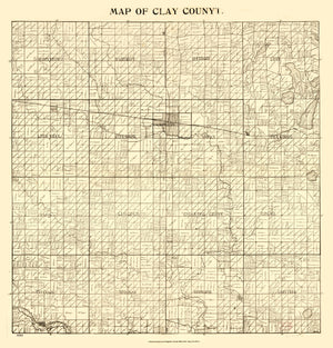 Vintage Map of Clay County, Iowa 1896