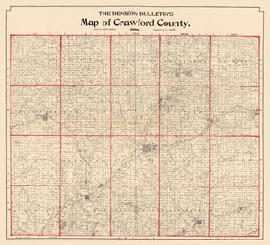 Vintage Map of Crawford County, Iowa 1898