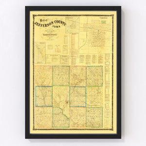 Vintage Map of Jefferson County, Iowa 1871