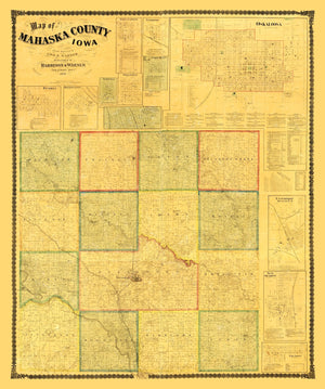 Vintage Map of Mahaska County, Iowa 1871
