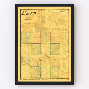 Vintage Map of Mahaska County, Iowa 1871