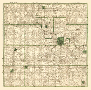 Vintage Map of Marshall County, Iowa 1896
