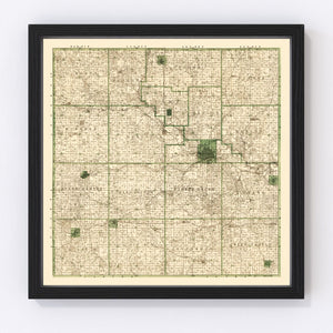 Vintage Map of Marshall County, Iowa 1896