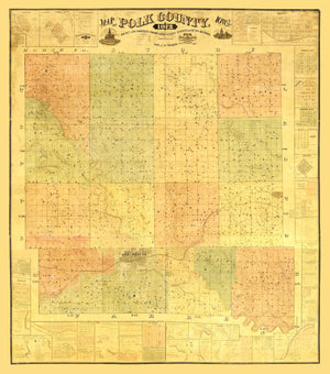 Vintage Map of Polk County, Iowa 1872