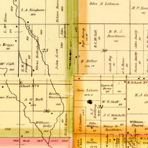 Vintage Map of Story County, Iowa 1883