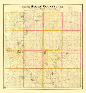 Vintage Map of Story County, Iowa 1883