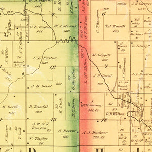Vintage Map of Wapello County, Iowa 1870
